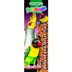 Tyčinky pre papagáje banán/lesné ovocie 2ks Fantasia